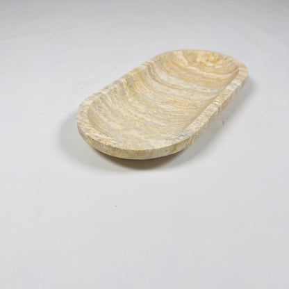 Beige Oval Travertine Tray