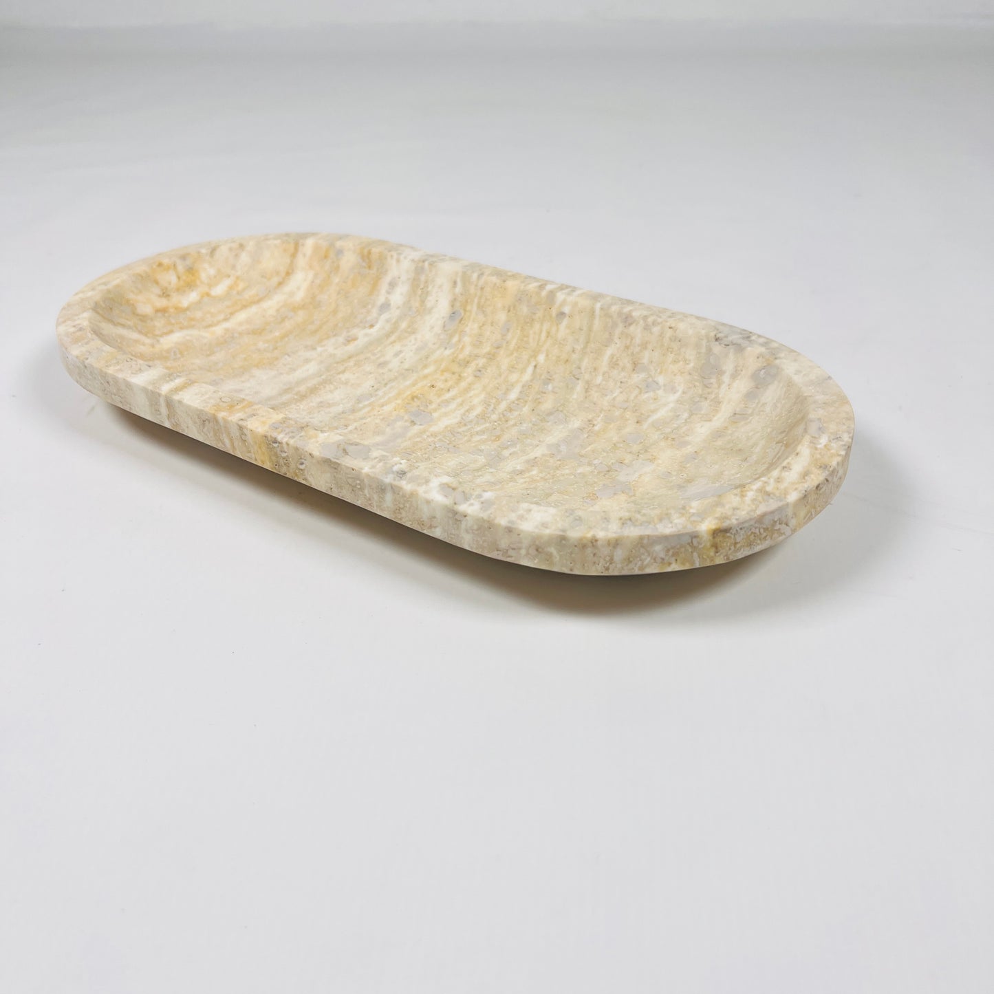Beige Oval Travertine Tray
