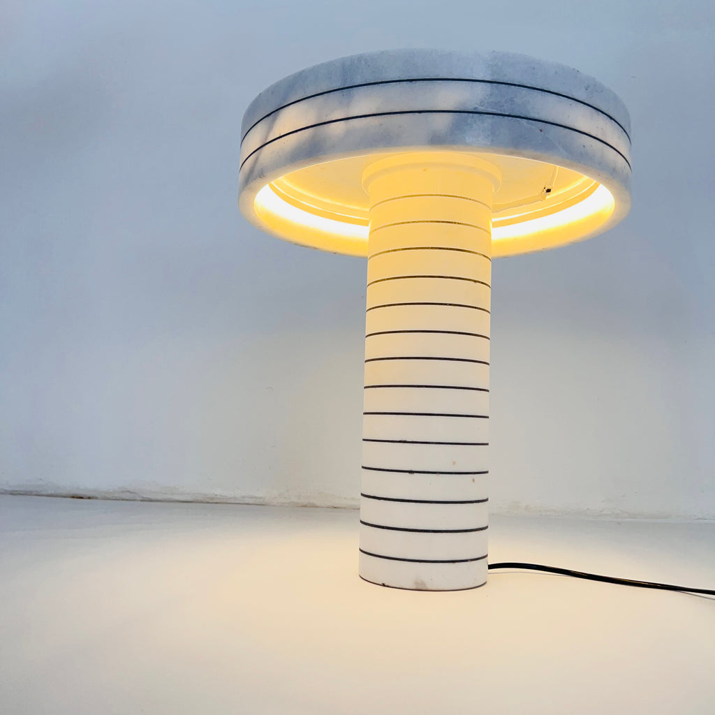 Halo White Pinstriped Table Lamp