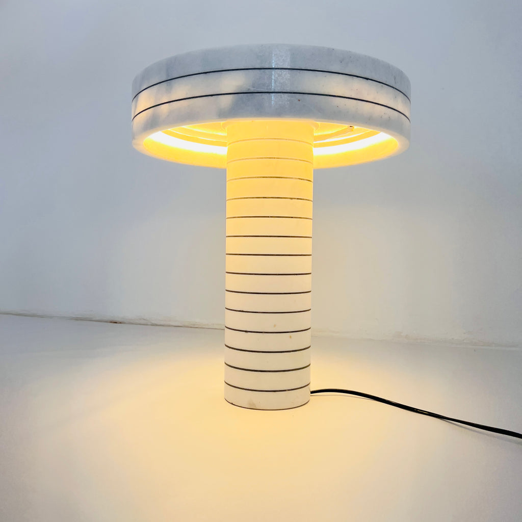 Halo White Pinstriped Table Lamp