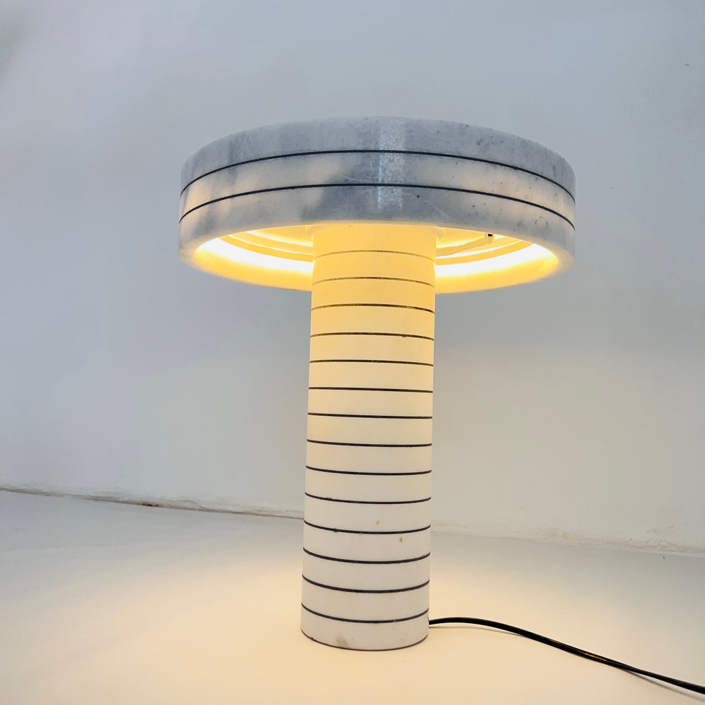 Halo White Pinstriped Table Lamp