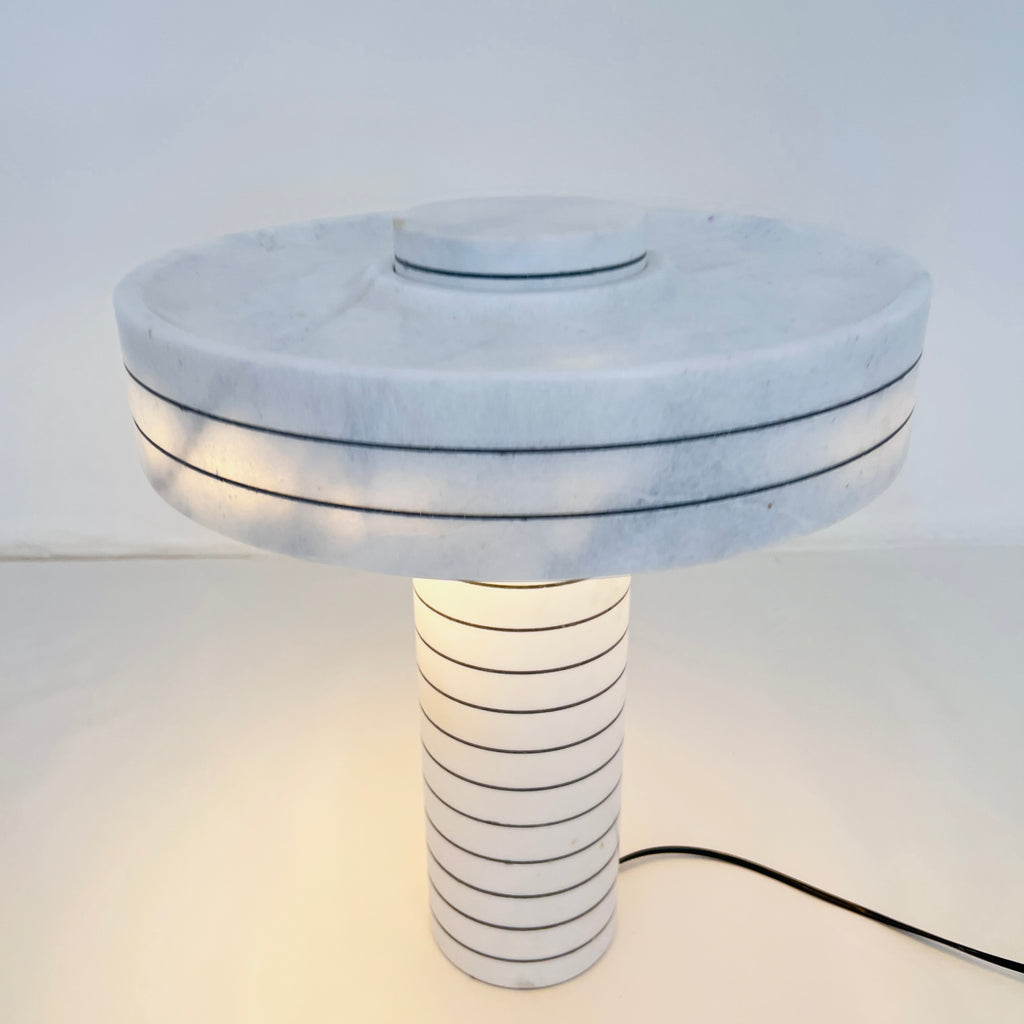 Halo White Pinstriped Table Lamp