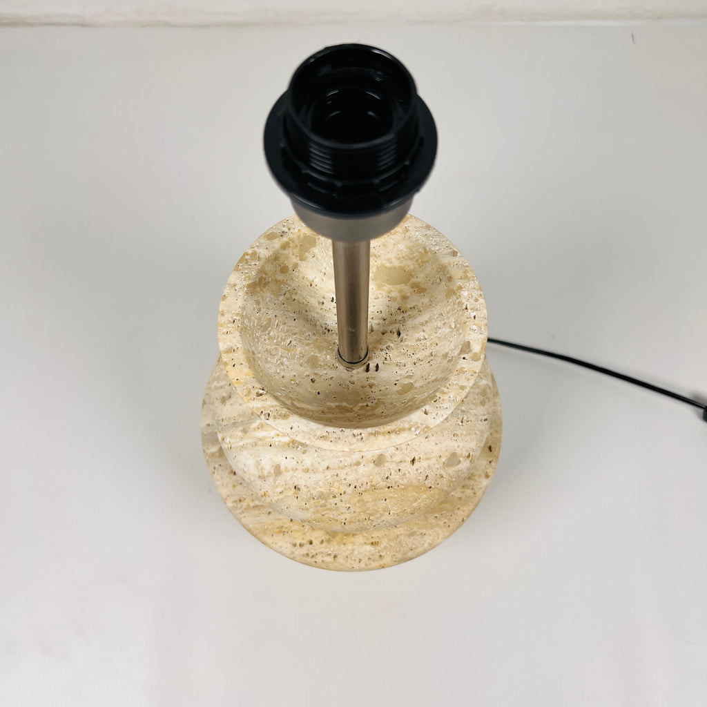 Pot Bottom Travertine Table Lamp