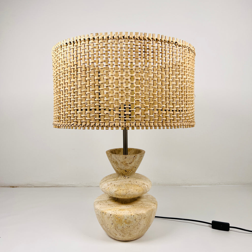 Pot Bottom Travertine Table Lamp