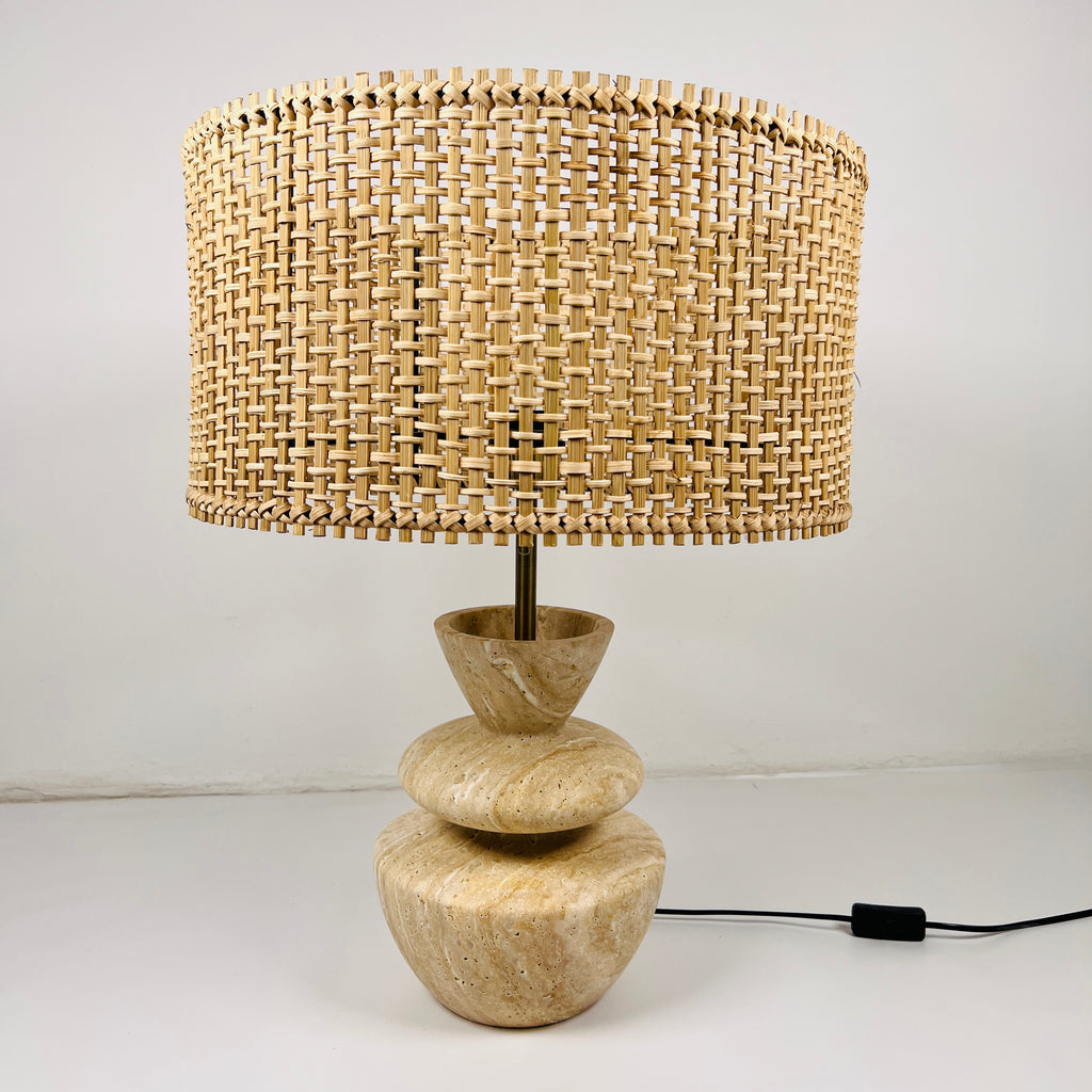 Pot Bottom Travertine Table Lamp