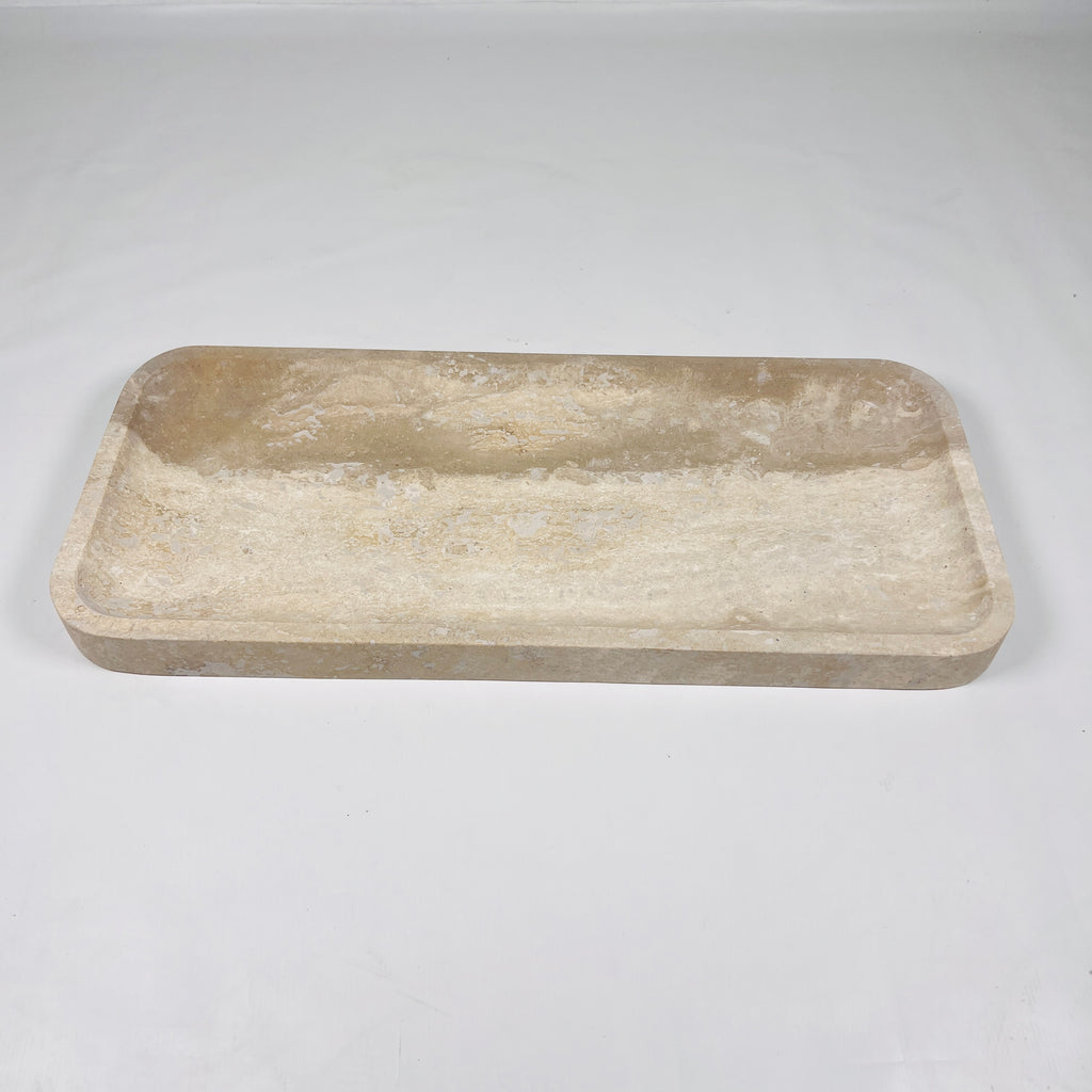 Beige Rectangle Travertine Tray