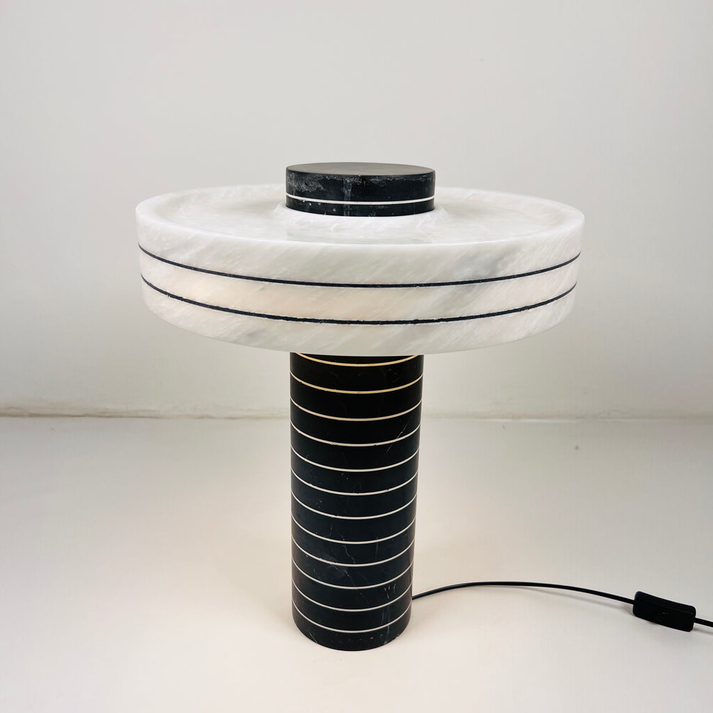 Halo Black And White Pinstriped Table Lamp