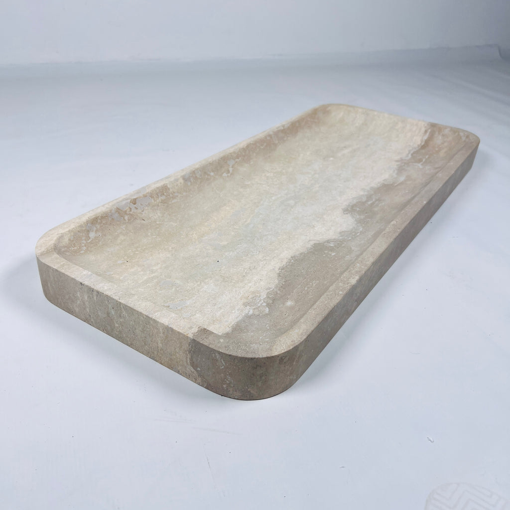 Beige Rectangle Travertine Tray