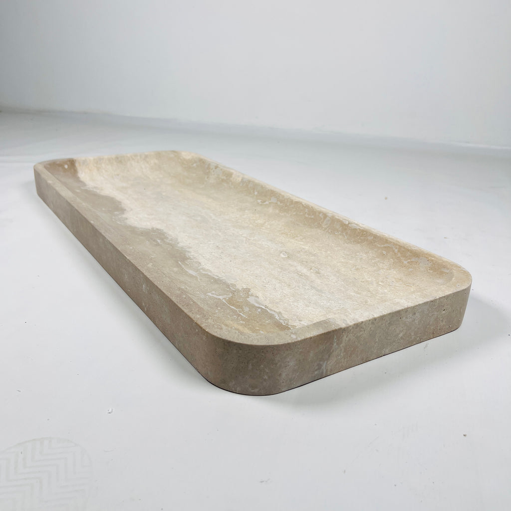 Beige Rectangle Travertine Tray