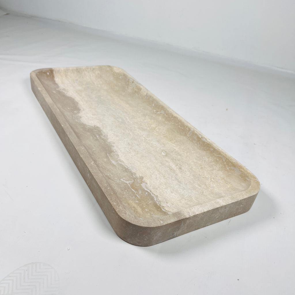 Beige Rectangle Travertine Tray