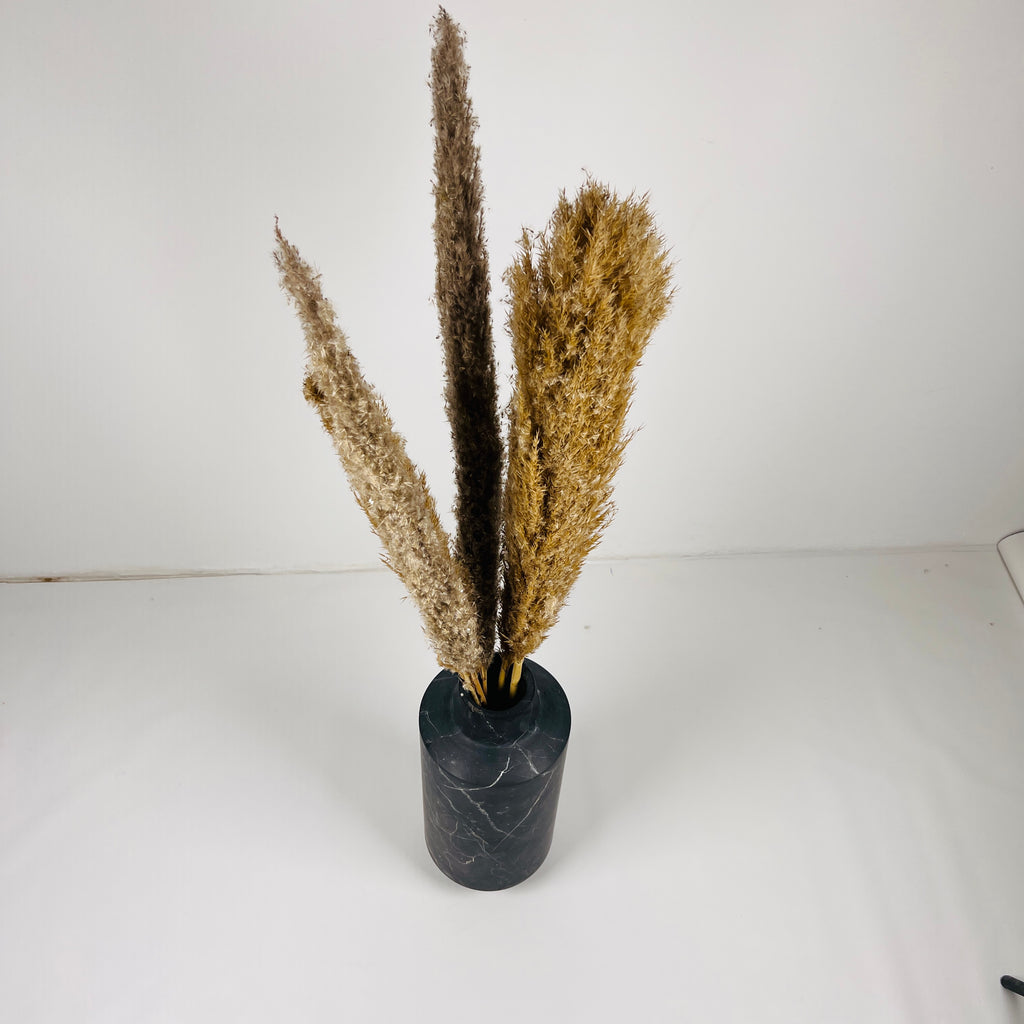 Cylindrical Black Vase With White Veins