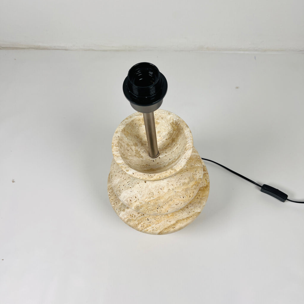 Pot Bottom Travertine Table Lamp