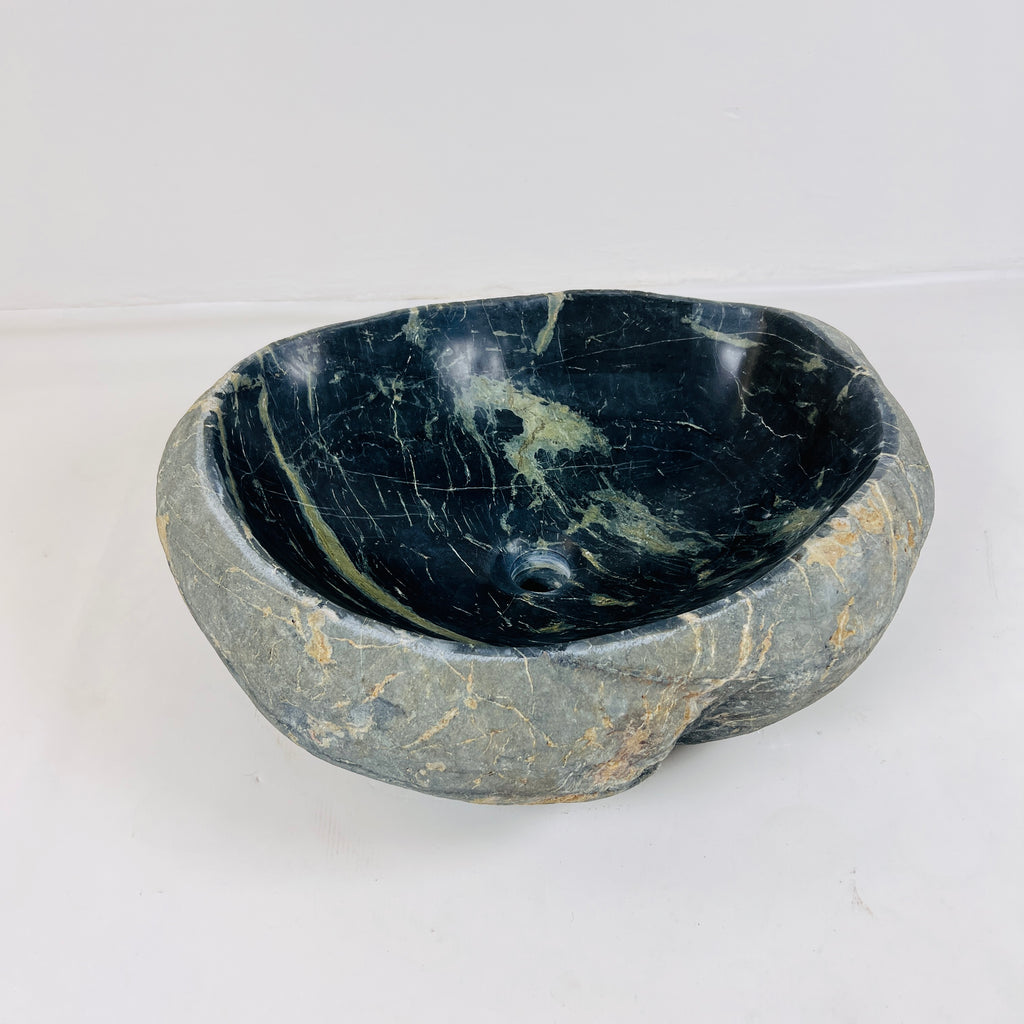 Lime Green Striped River Stone Sink