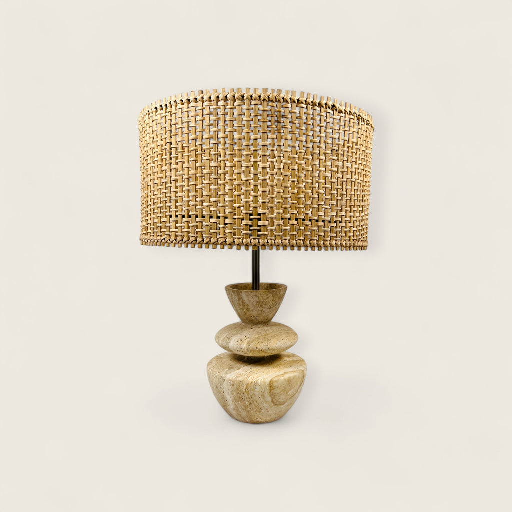 Pot Bottom Travertine Table Lamp
