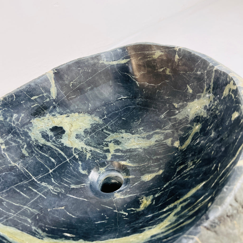 Lime Green Striped River Stone Sink