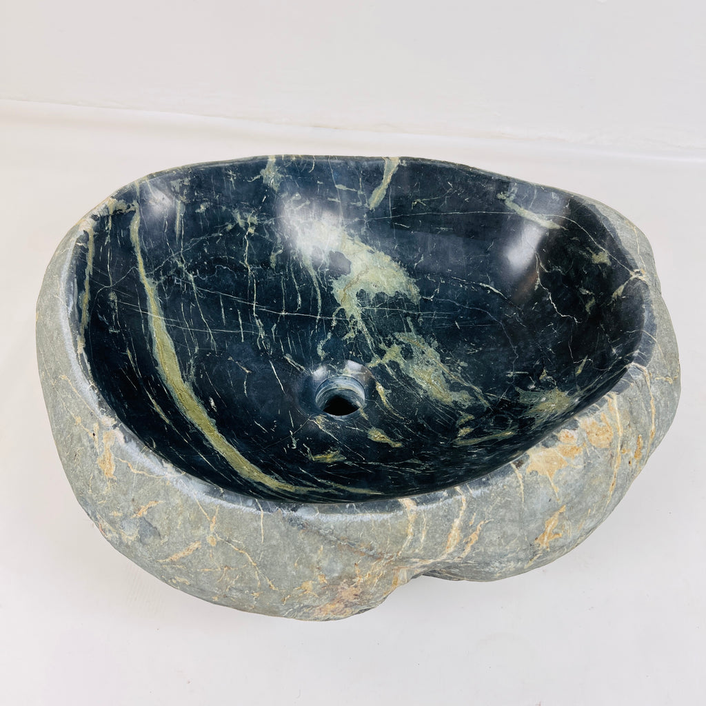 Lime Green Striped River Stone Sink