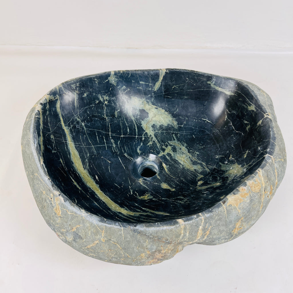 Lime Green Striped River Stone Sink