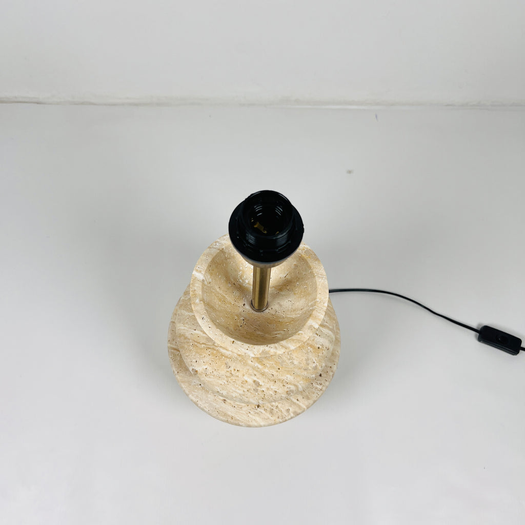 Pot Bottom Travertine Table Lamp