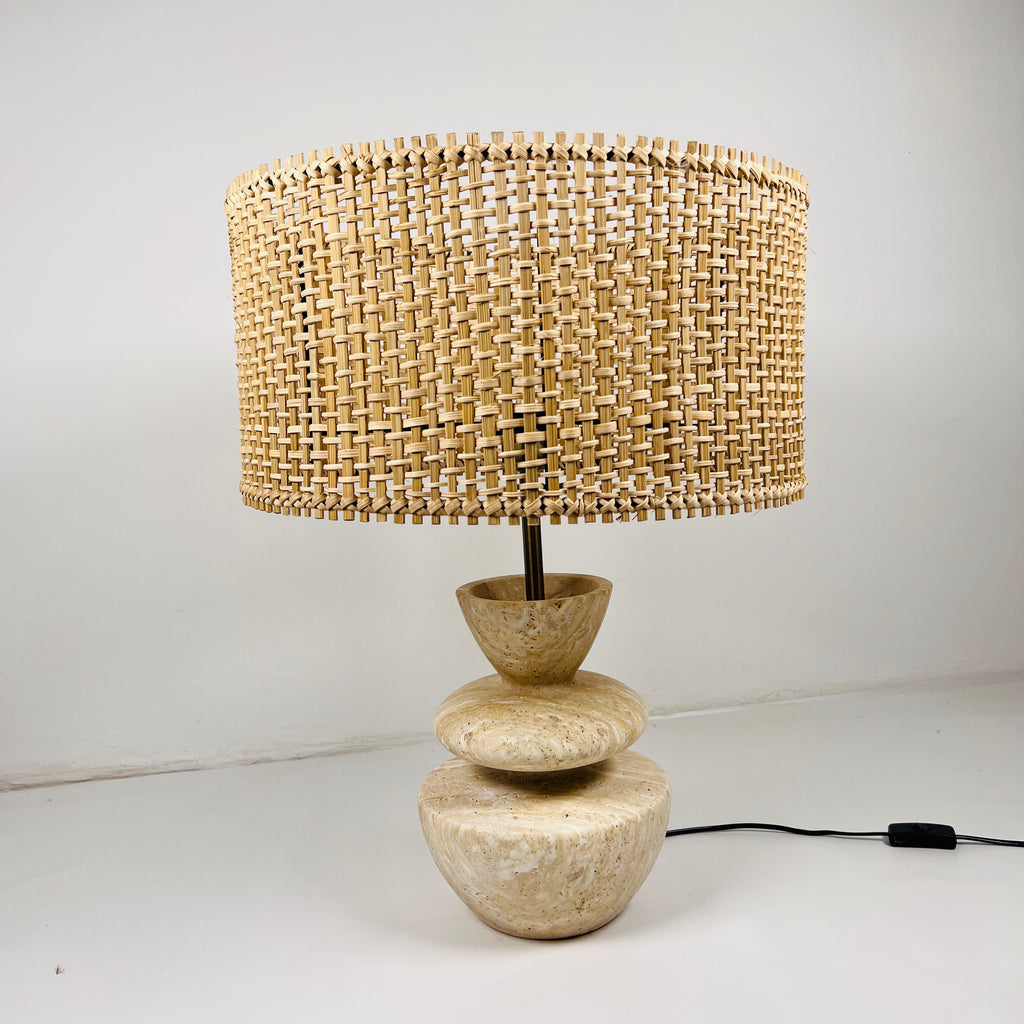 Pot Bottom Travertine Table Lamp