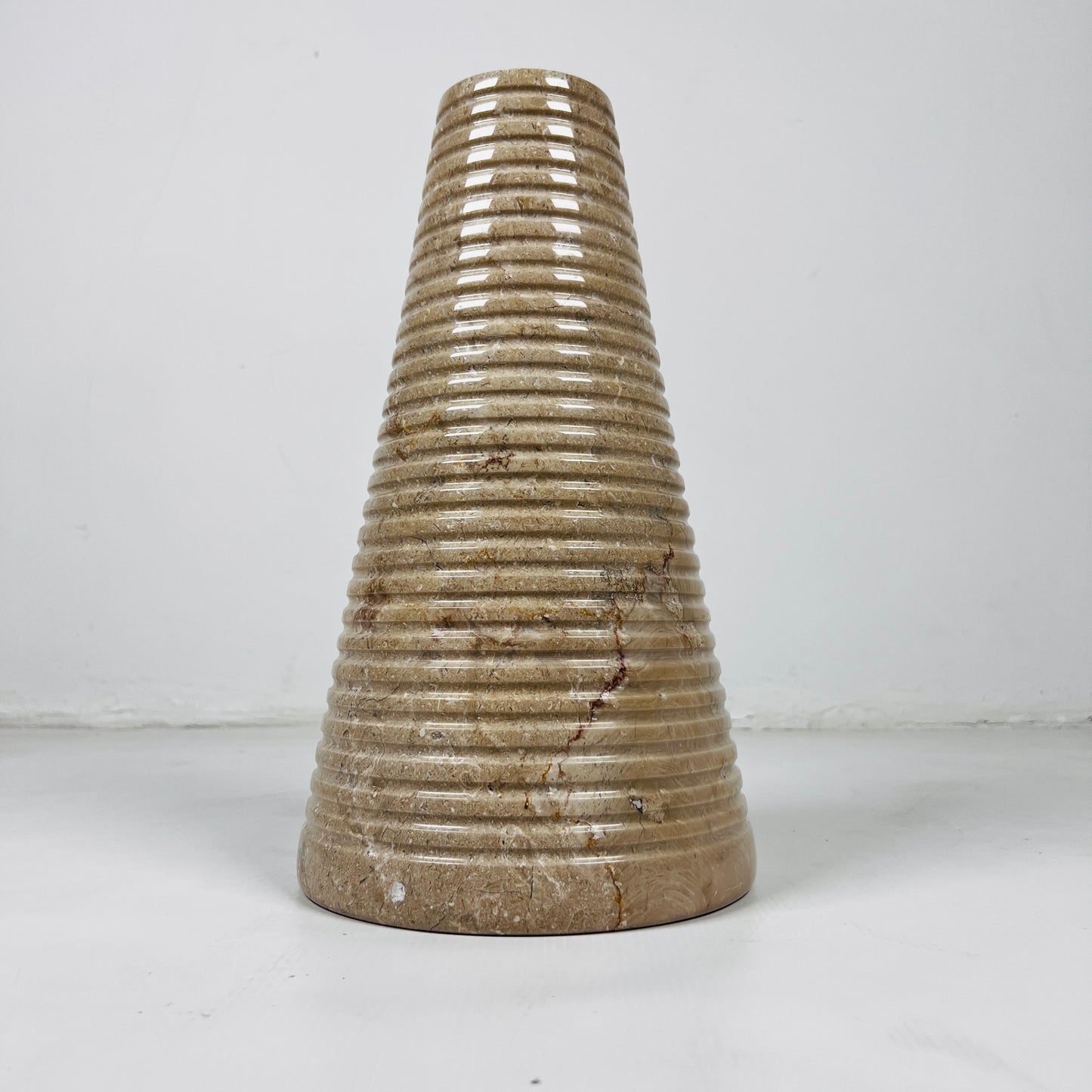 Grooved Marble Vase - Beige
