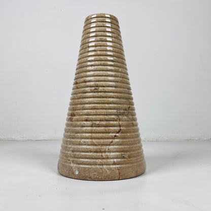 Grooved Marble Vase - Beige