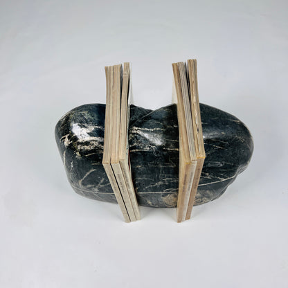 Blotched Riverstone Bookend - Black
