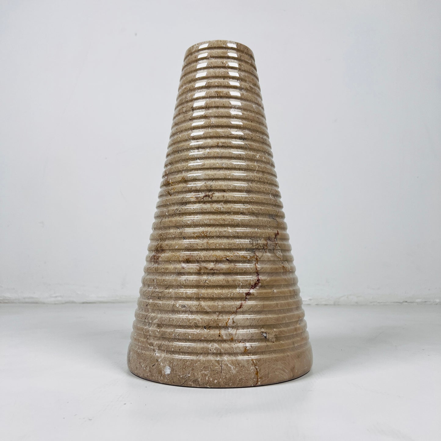 Grooved Marble Vase - Beige