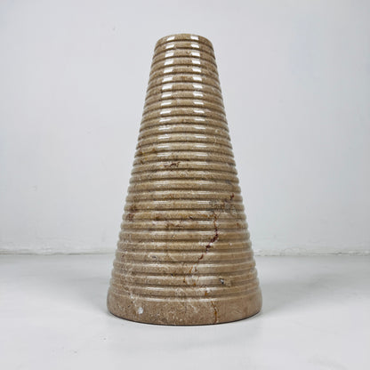 Grooved Marble Vase - Beige