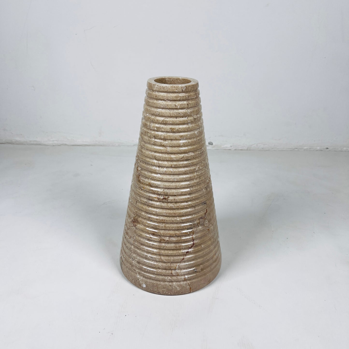 Grooved Marble Vase - Beige