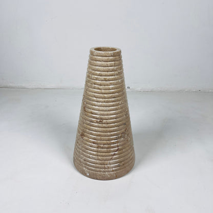Grooved Marble Vase - Beige