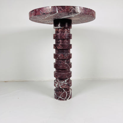 Marble Burgundy Webbed Side Table