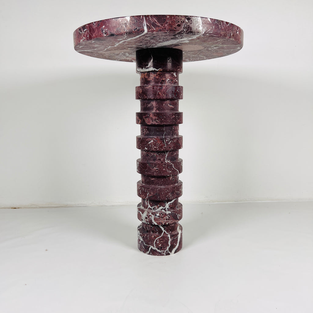Marble Burgundy Webbed Side Table