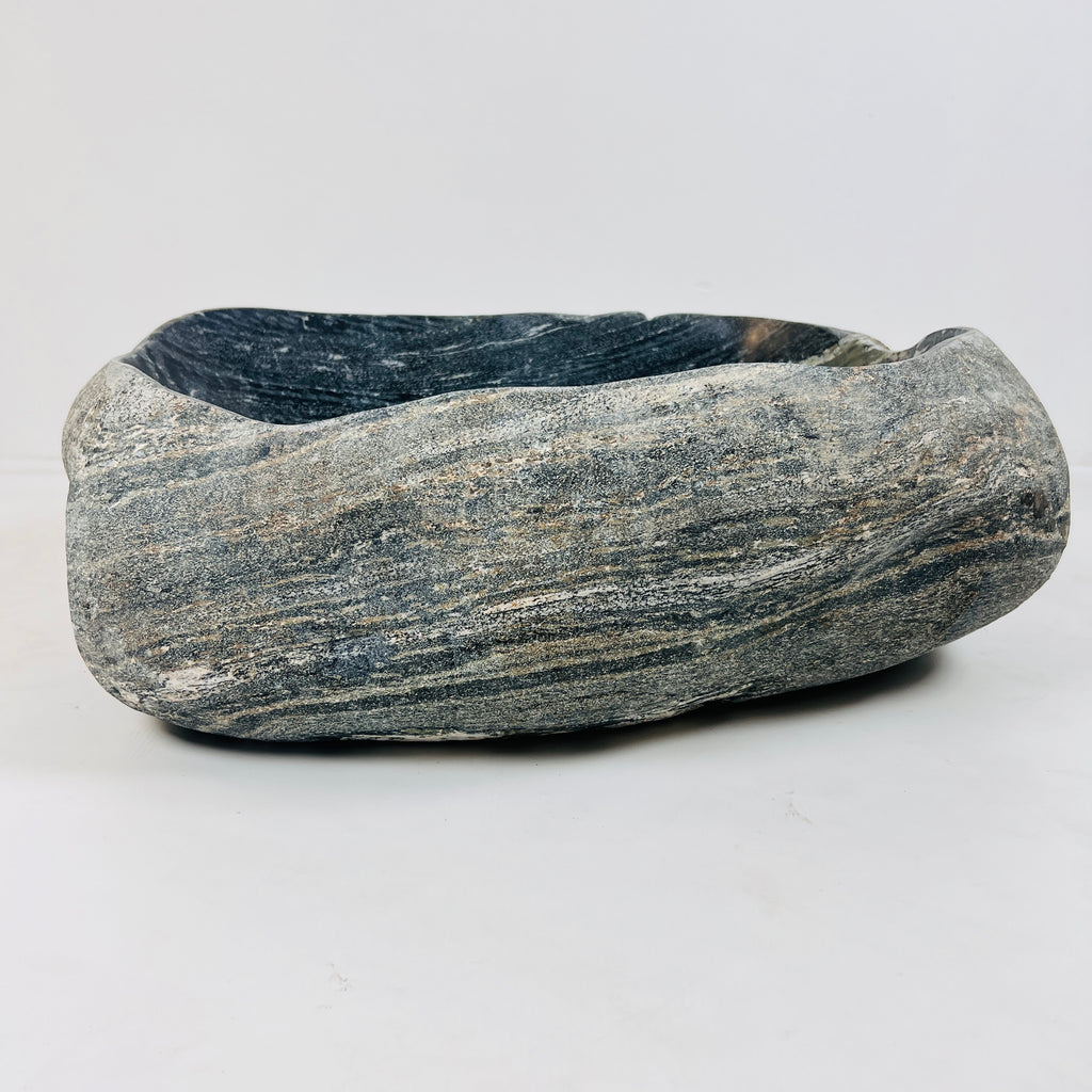 Rippled Dark Grey Smoked River Stone Sink