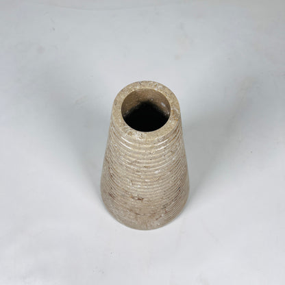 Grooved Marble Vase - Beige