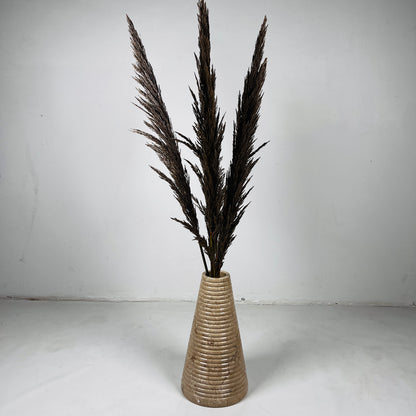 Grooved Marble Vase - Beige