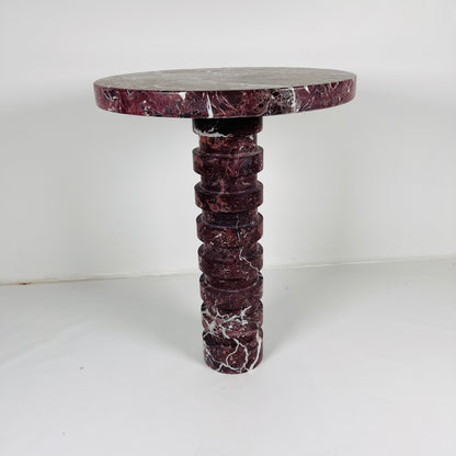 Marble Burgundy Webbed Side Table