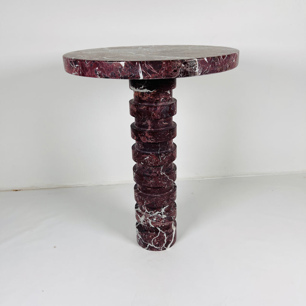 Marble Burgundy Webbed Side Table