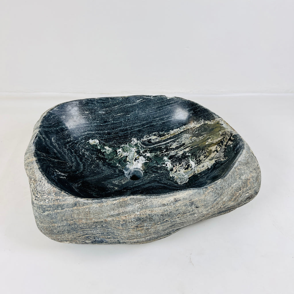 Rippled Dark Grey Smoked River Stone Sink