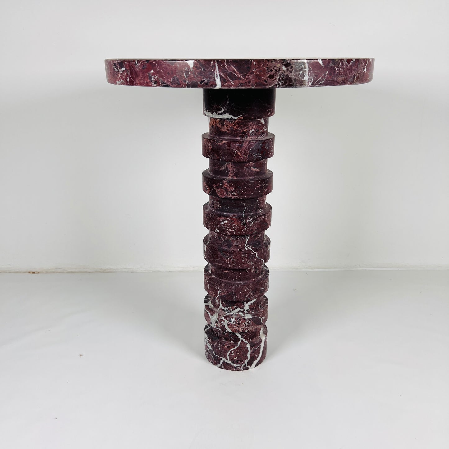 Marble Burgundy Webbed Side Table