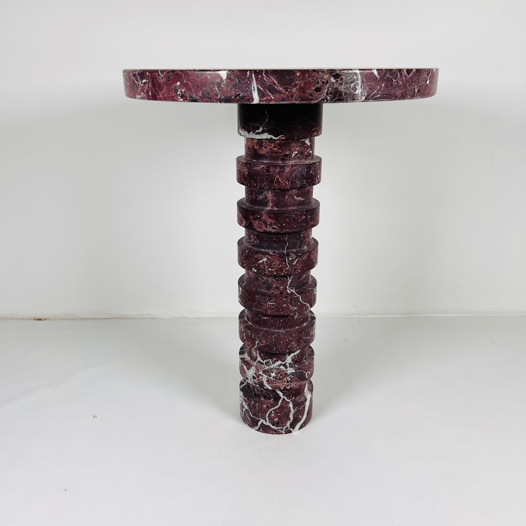 Marble Burgundy Webbed Side Table