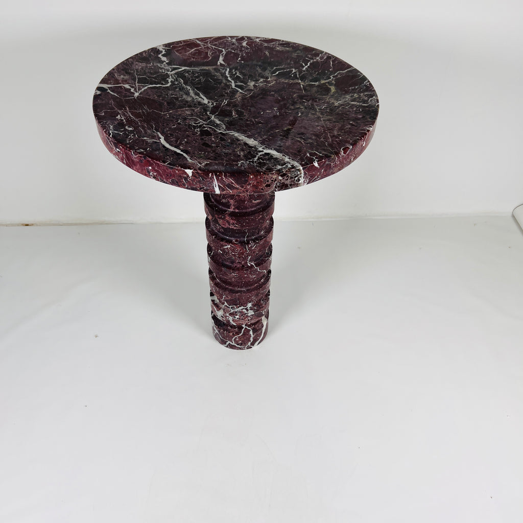 Marble Burgundy Webbed Side Table