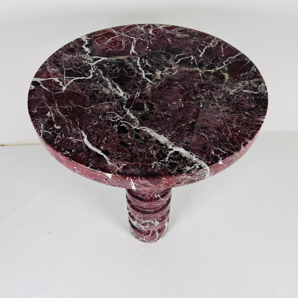 Marble Burgundy Webbed Side Table