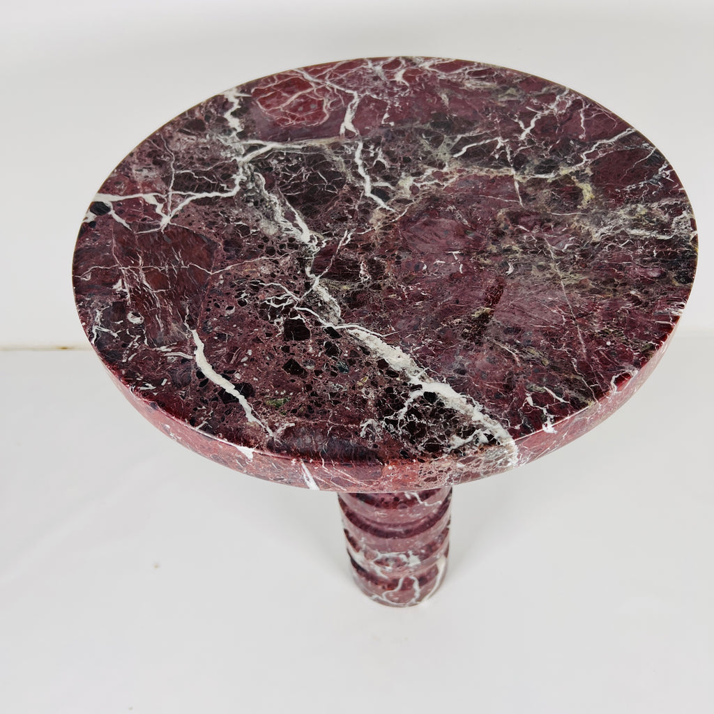 Marble Burgundy Webbed Side Table