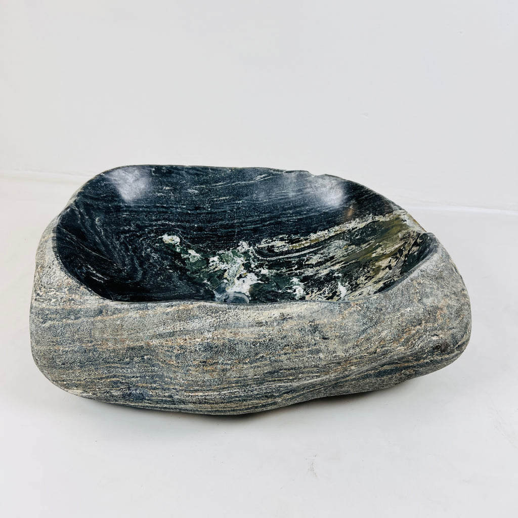 Rippled Dark Grey Smoked River Stone Sink