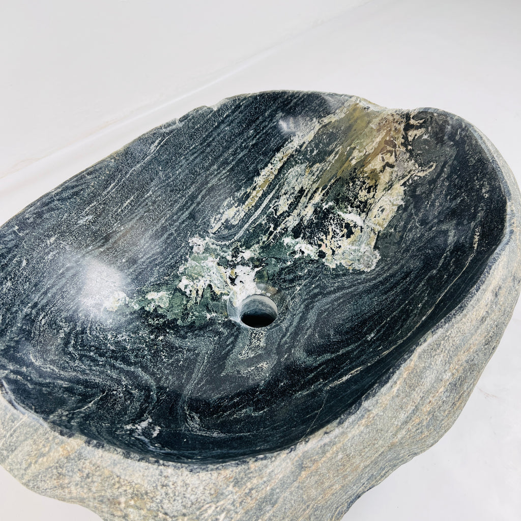 Rippled Dark Grey Smoked River Stone Sink