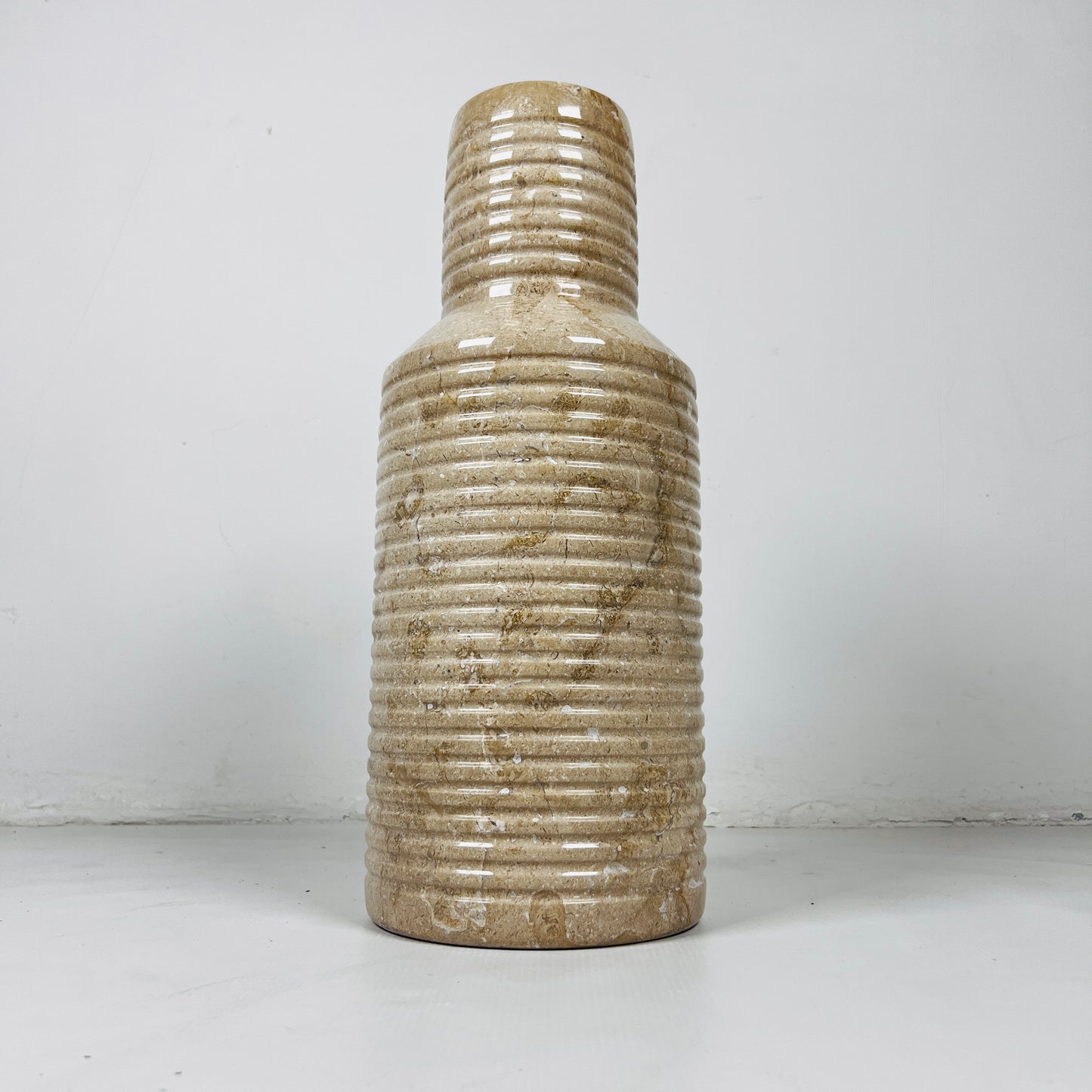 Grooved Marble Vase - Beige