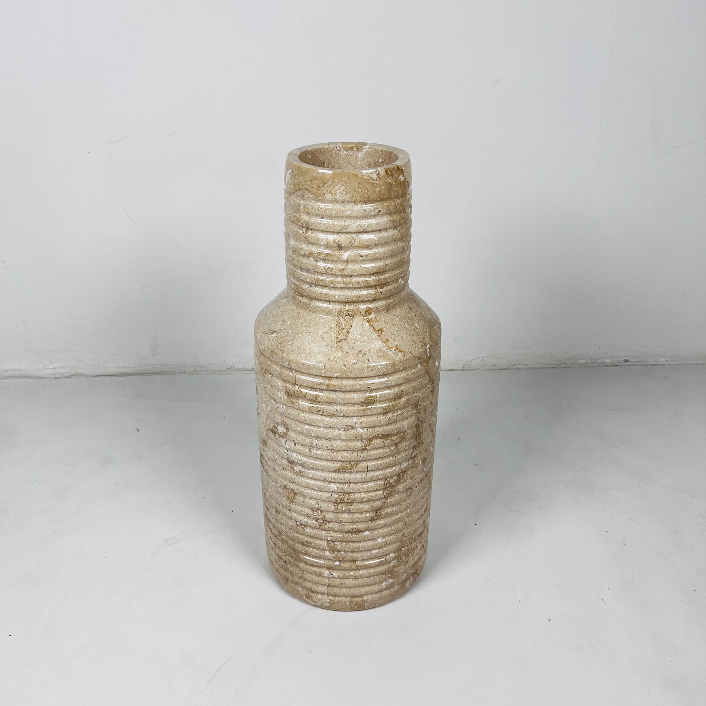 Grooved Marble Vase - Beige