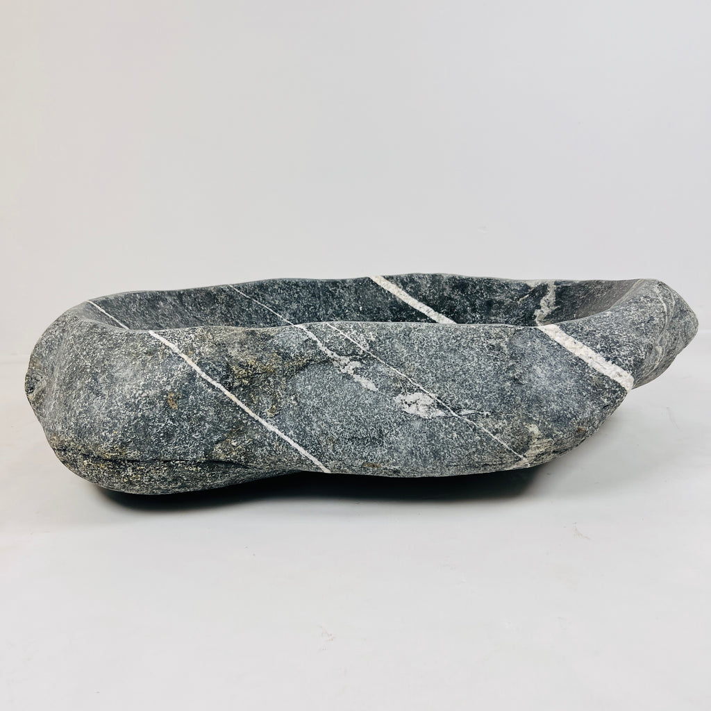 White Ringed River Stone Sink