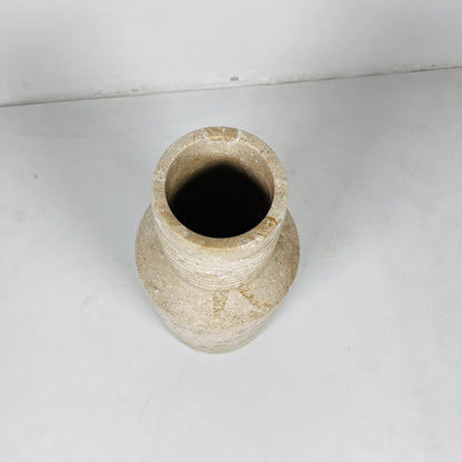 Grooved Marble Vase - Beige