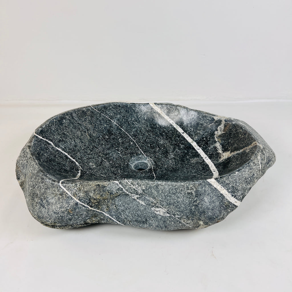 White Ringed River Stone Sink